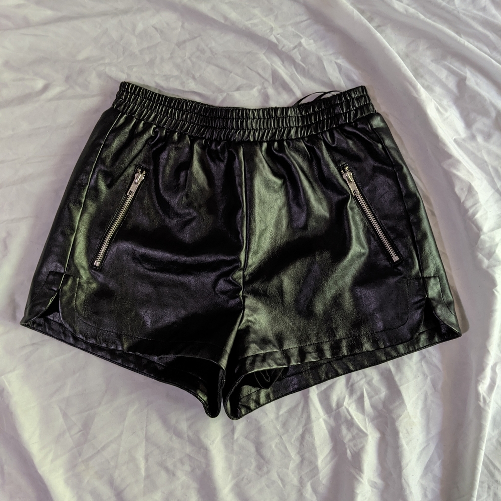 Faux leather shorts